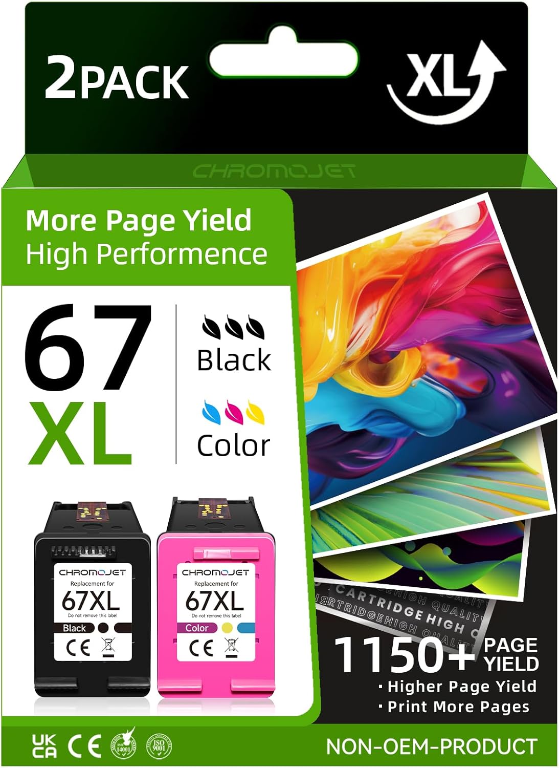 67XL Ink Cartridges Black/Color Combo Pack for HP Printers