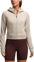CRZ YOGA Fleece Cropped Hoodie - Cozy Everyday Zip Jacket