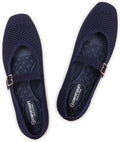 Frank Mully Womens Casual Flat Shoes Square Toe Knitted Mesh Flats