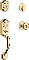 Kwikset Montara Front Door Handleset and Deadbolt Set - Polished Brass