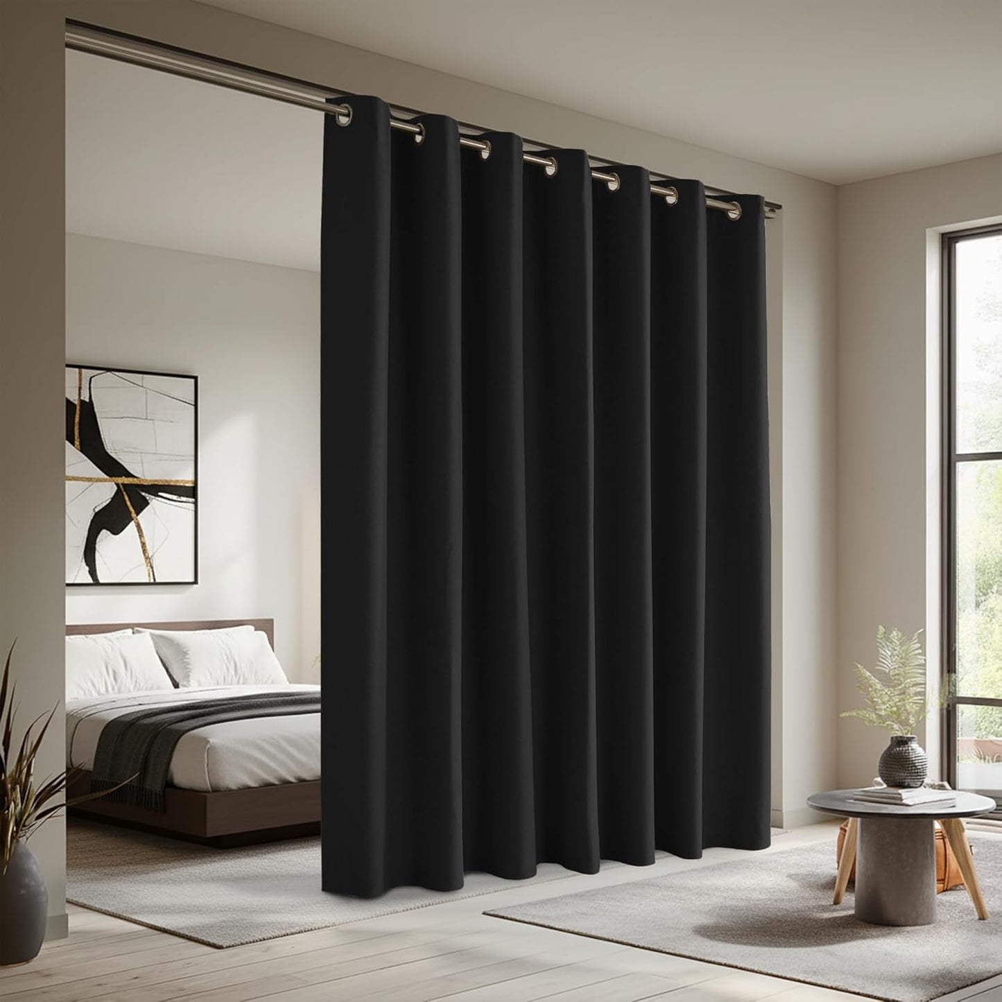 RYB HOME 100% Blackout Sliding Door Curtains for Privacy