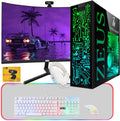 TechMagnet Gaming Desktop PC with 24in Curved Monitor - Ready to Play