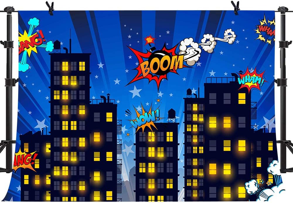Superhero Cityscape Photography Backdrop for Parties and Events