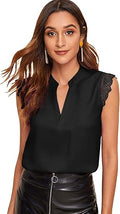 Milumia Women's Notch V Neck Sleeveless Blouse - Guipure Lace