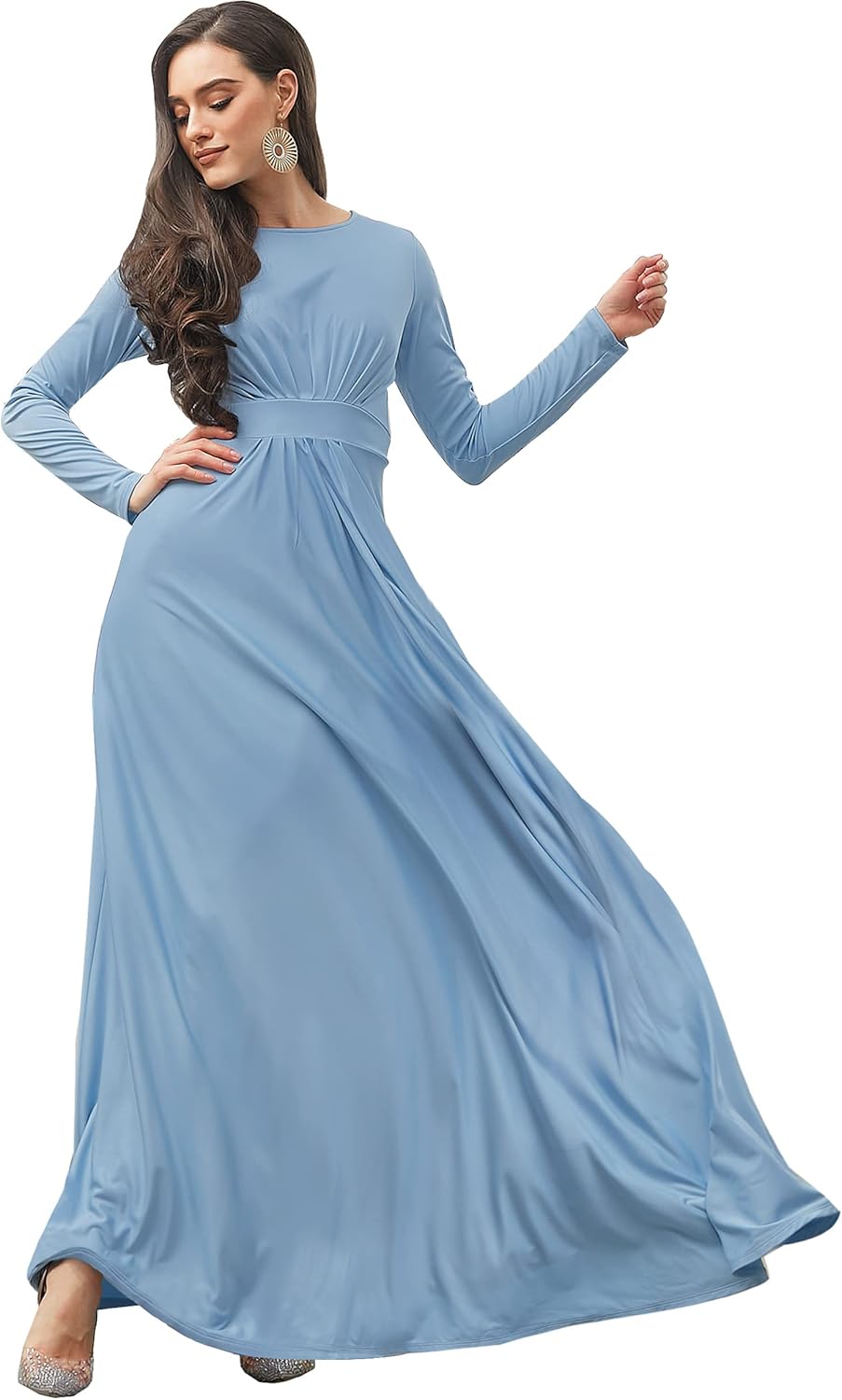 KOH KOH Womens Long Sleeve Flowy Empire Waist Gown Review