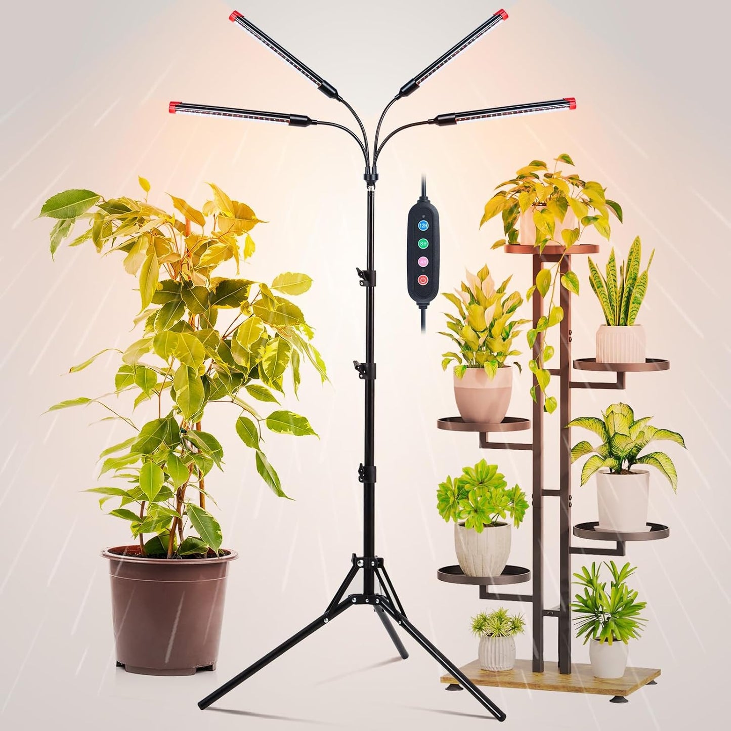 4Head Grow Lights for Indoor Plants with Tripod Stand and Timer