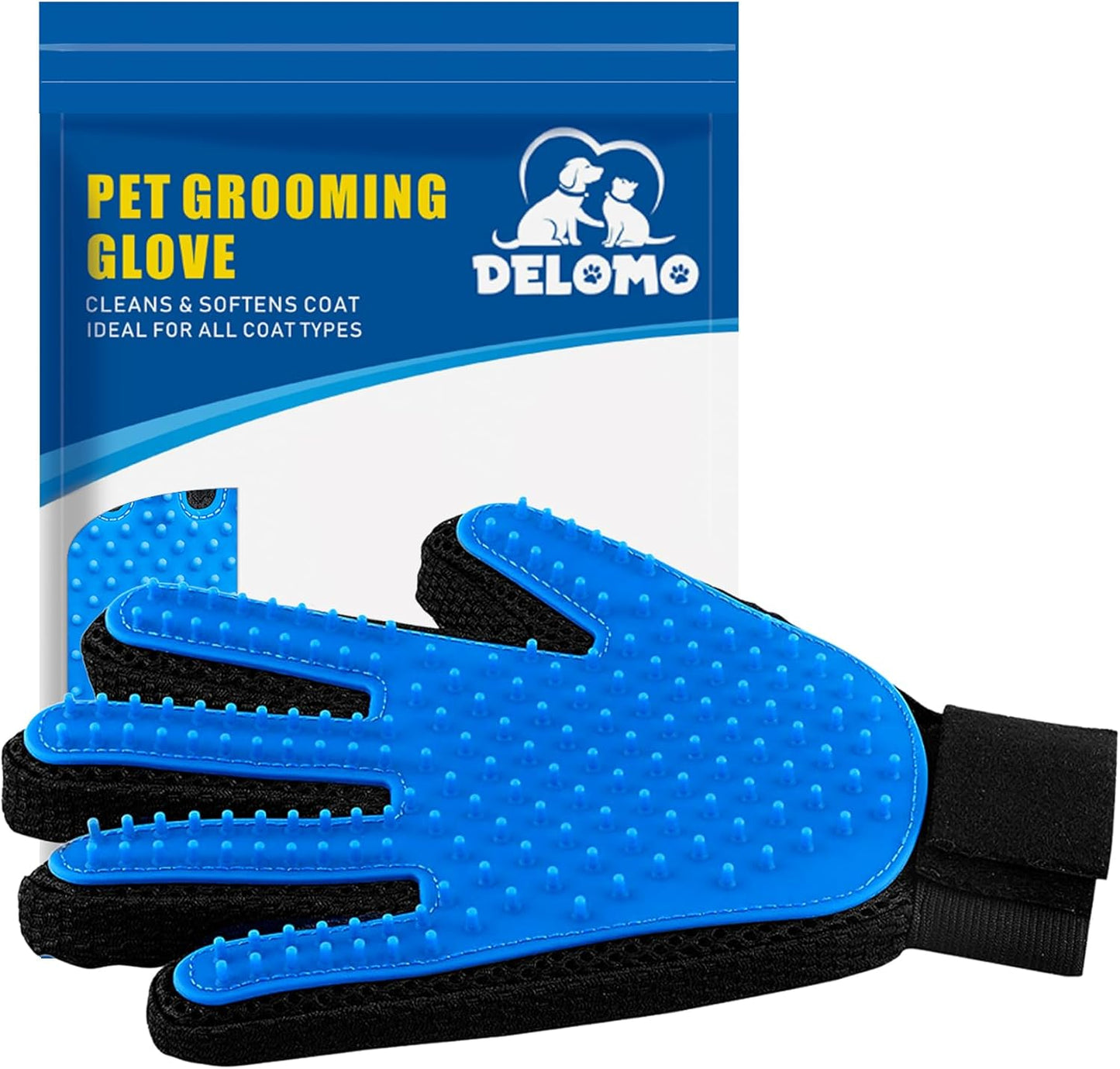 DELOMO Pet Hair Remover Glove - Gentle Grooming & Deshedding Mitt