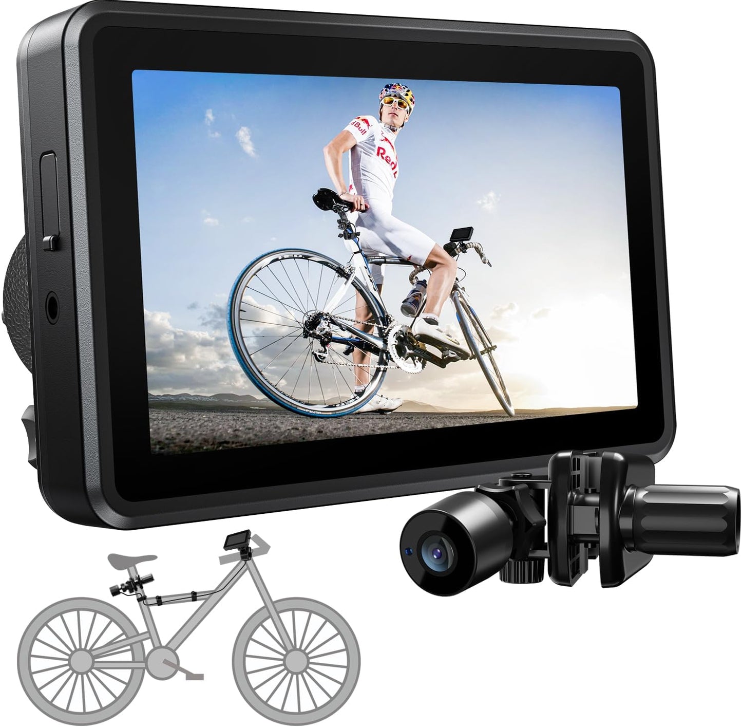 FEISIKE Handlebar Bike Mirror with 4.3ft' HD Night Vision