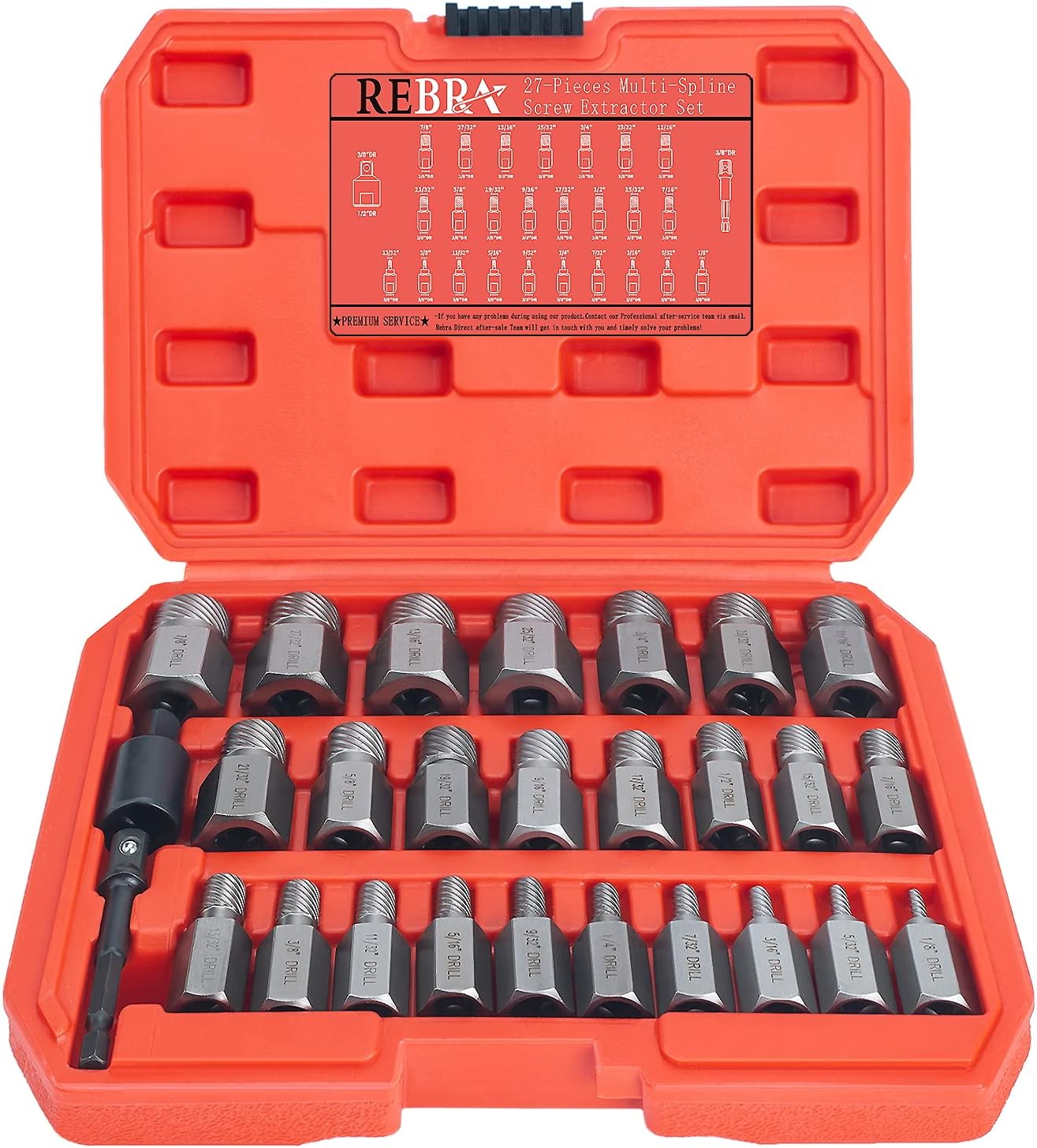 27-Pieces Screw Extractor Set for Stripped and Damaged Bolts