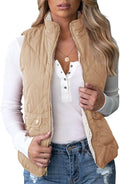 Womens Reversible Quilted Sherpa Fleece Vest Lightweight - Cozy Layer