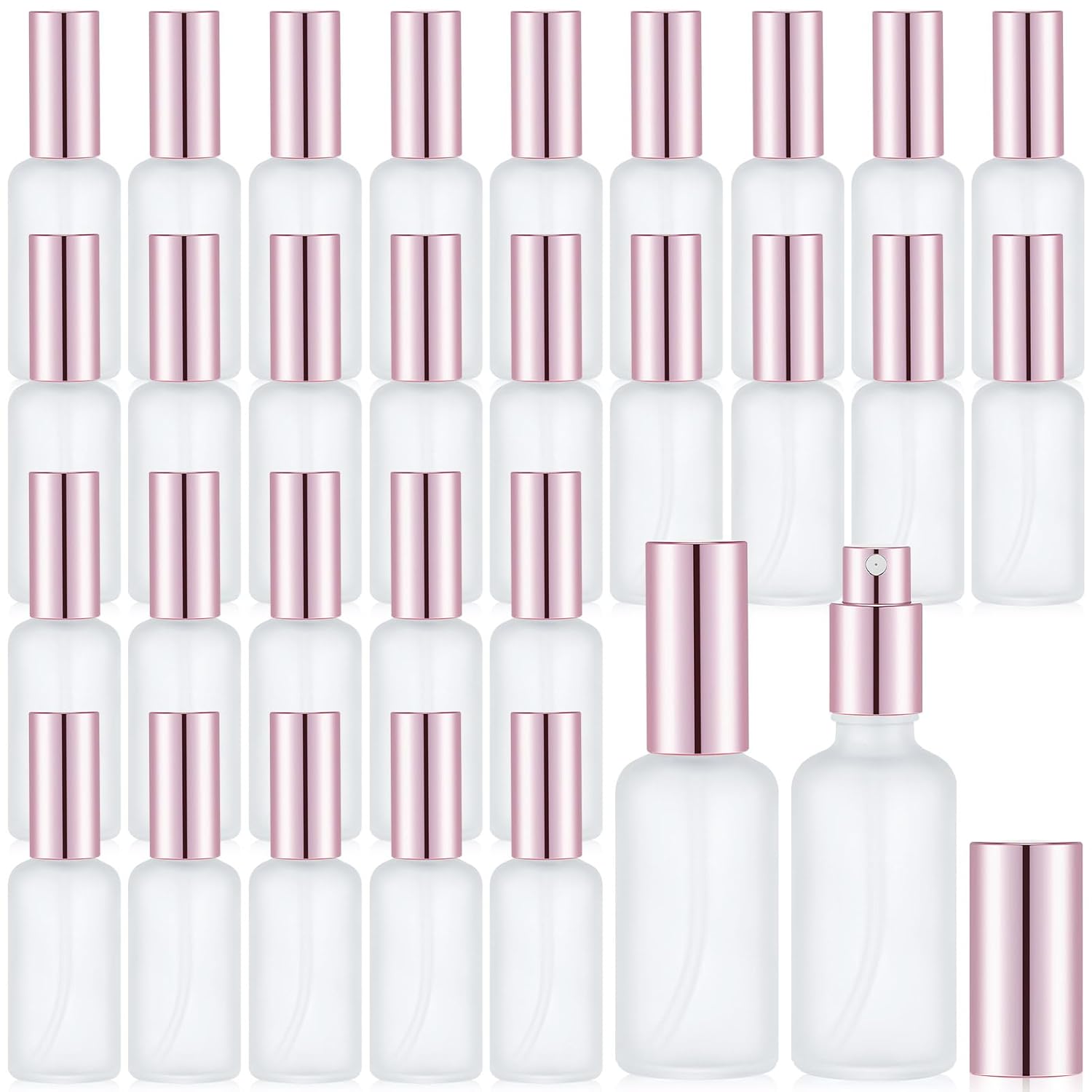 30 Pcs Rose Gold Glass Spray Bottles for Travel and Storage