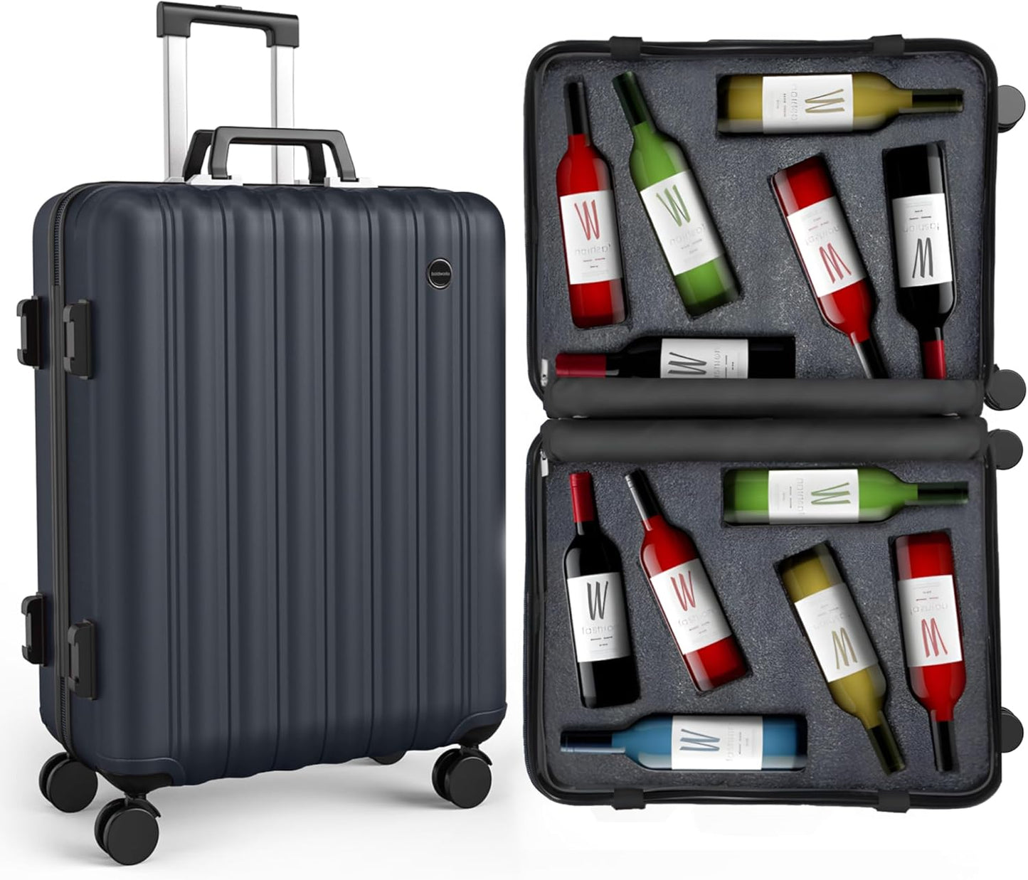 Boldworks Wine Suitcase for Air Travel with TSA Approved Lock