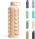 purifyou 32oz Borosilicate Glass Water Bottle - Time & Volume Markers