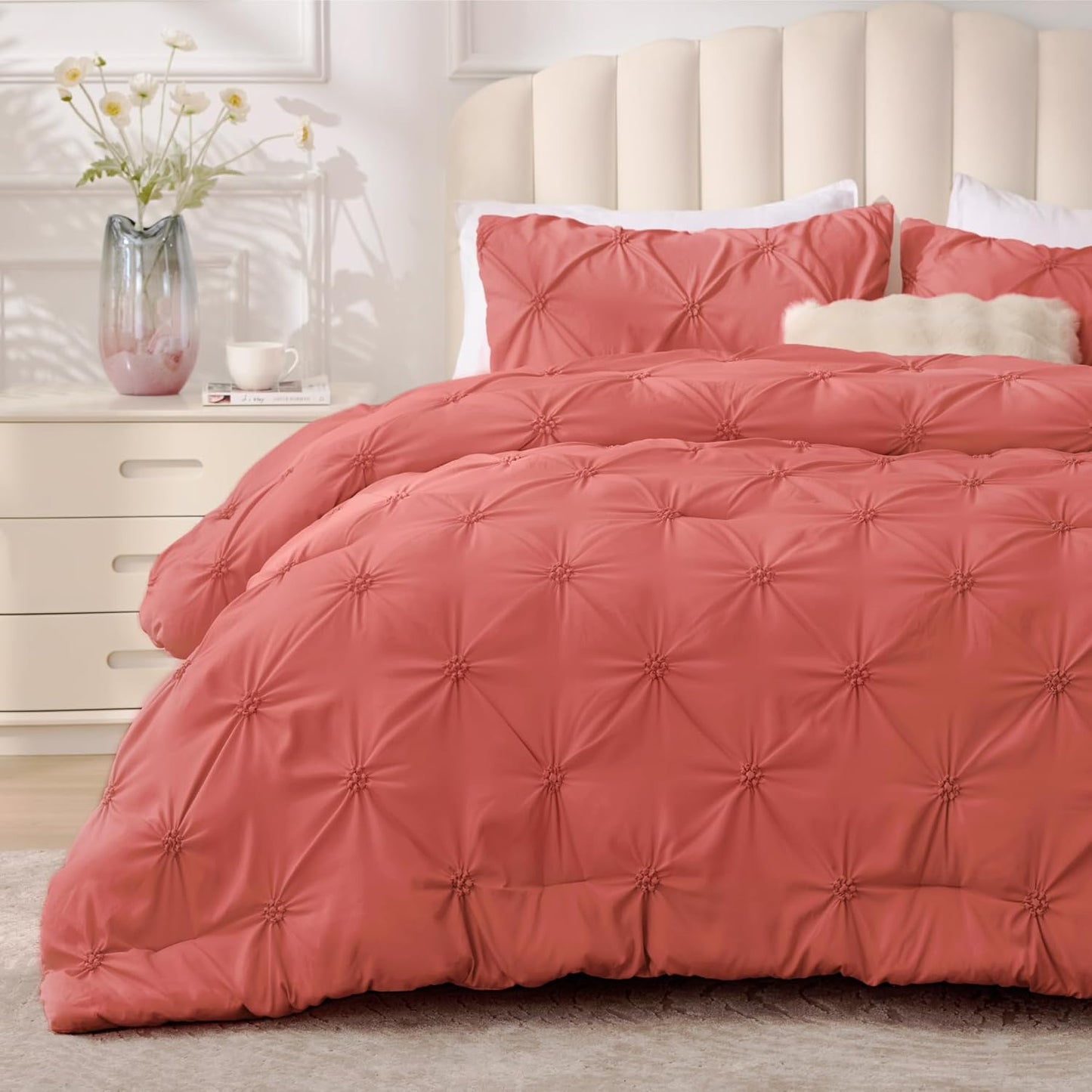 BEDELITE Coral King Size Comforter Set for Cozy Bedroom Decor