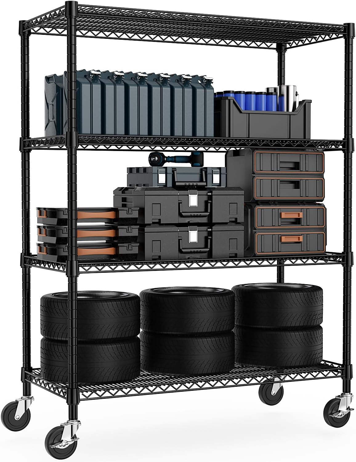 Industrial Metal 4 Tier Shelving by M MZG for Storage Needs