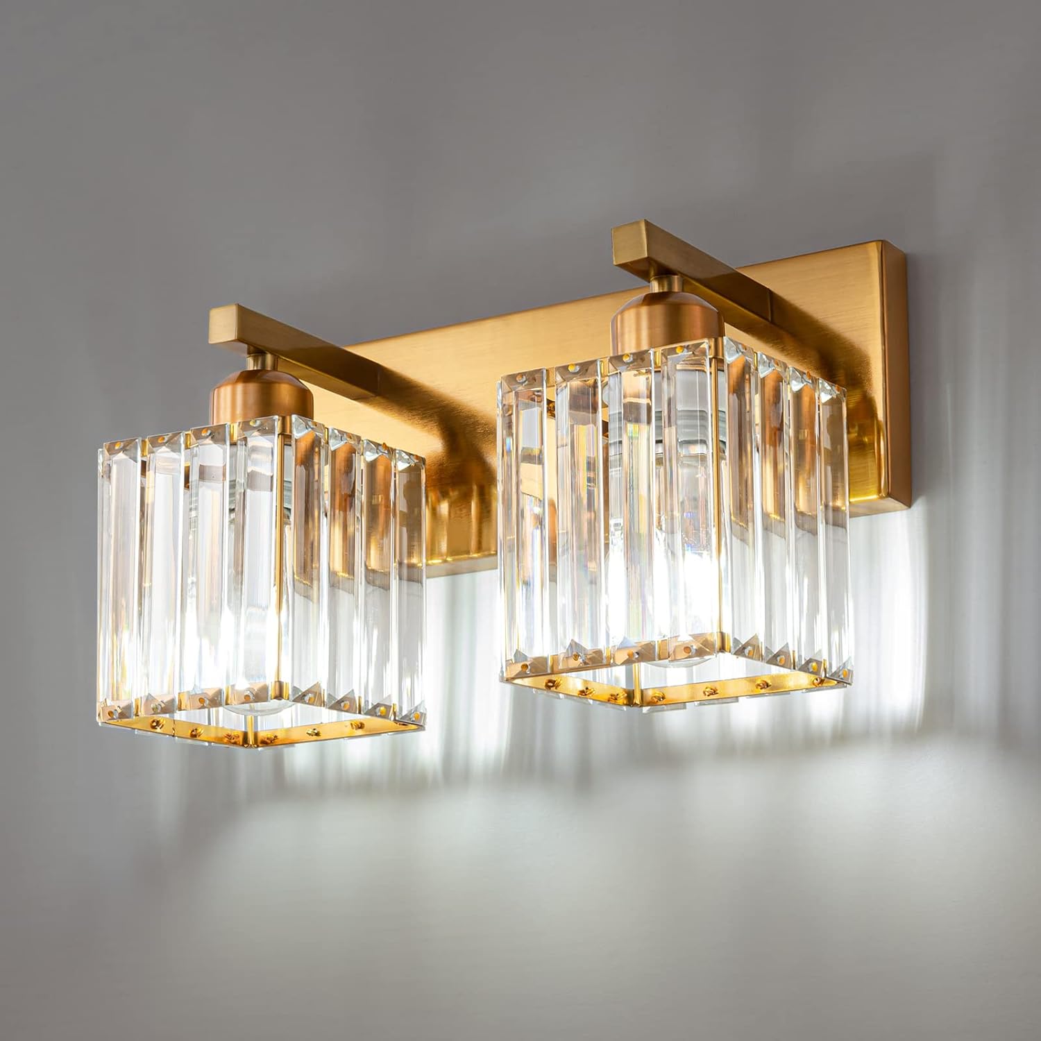 Modern Bathroom Vanity Light with Gold Crystal Design for Elegance