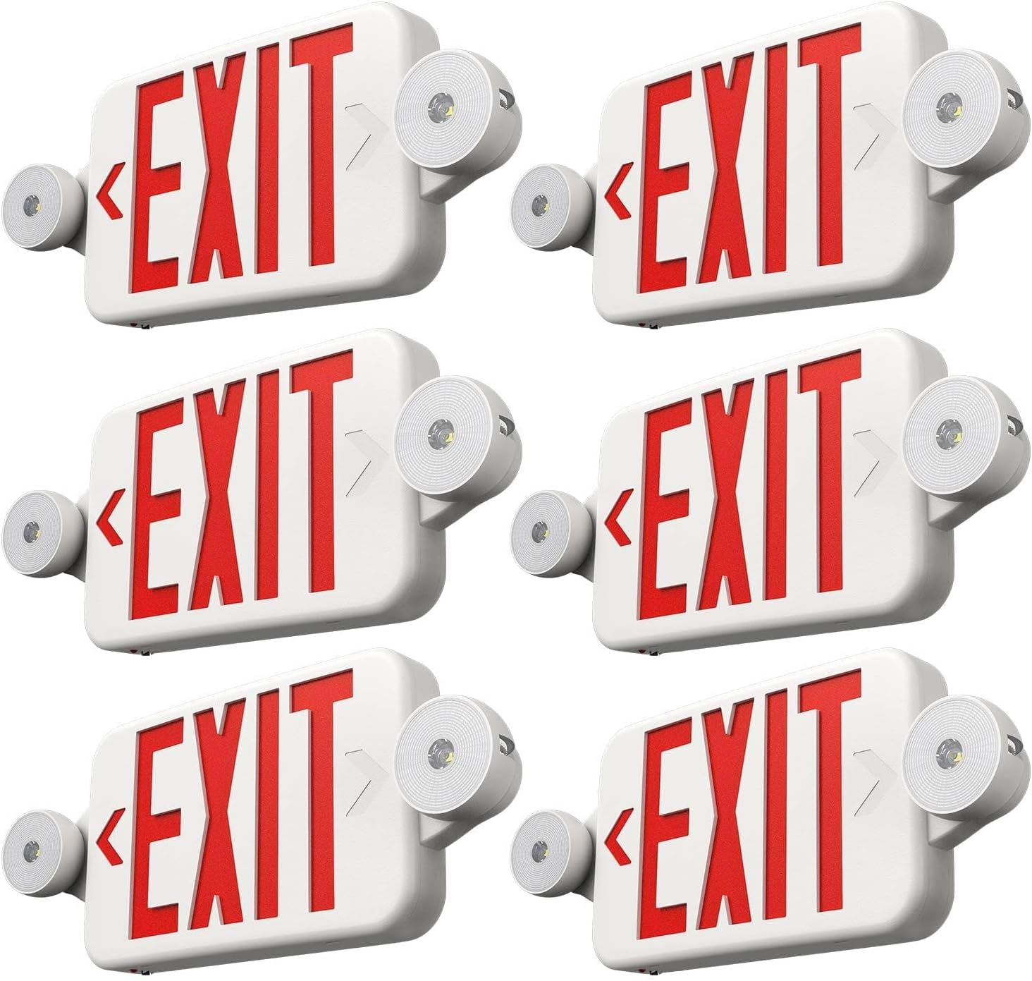 FREELICHT 6 Pack Red Exit Signs with Emergency Lights for Safety