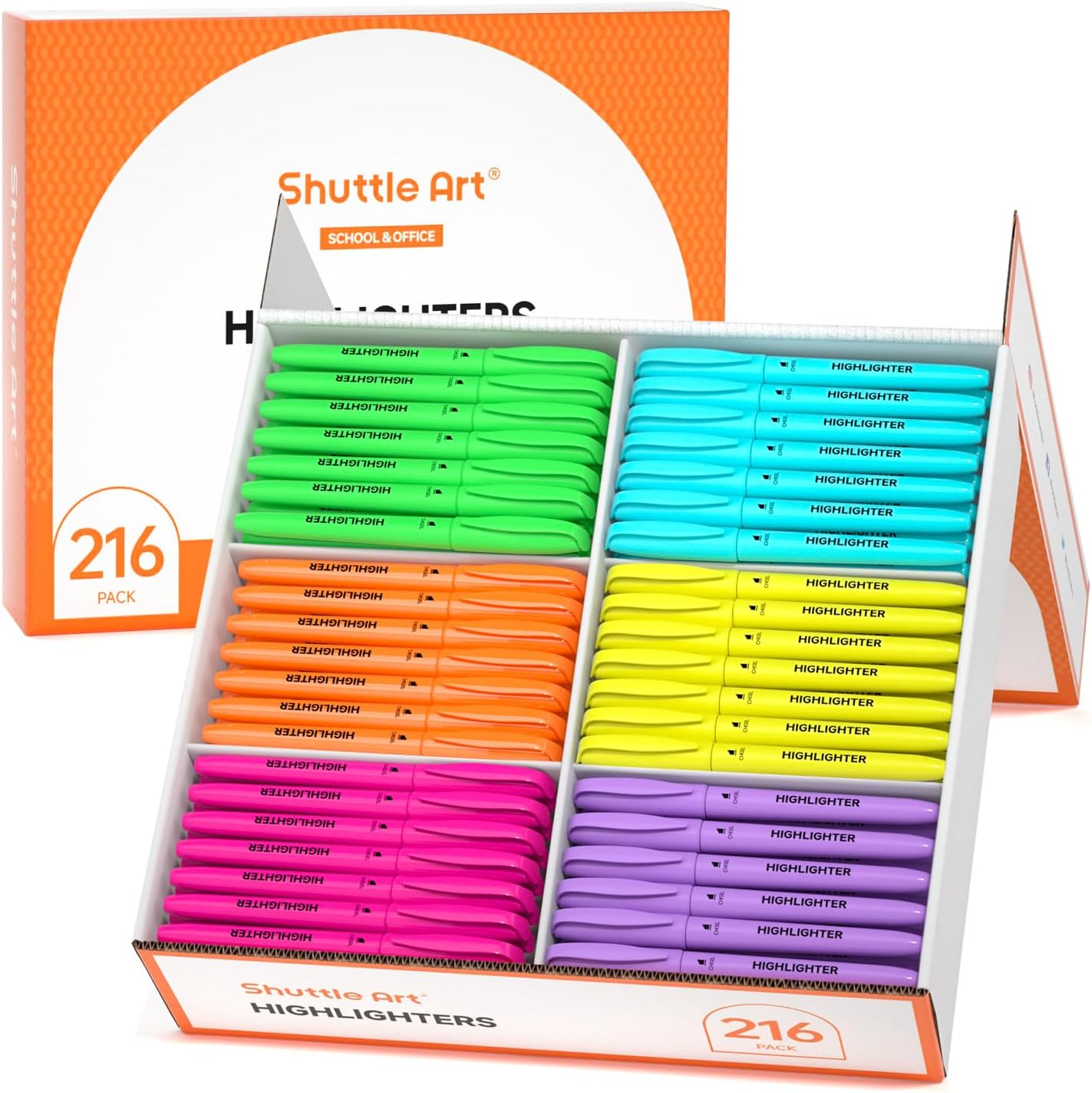 Shuttle Art 216 Pack Highlighters Set for Home School Office Use