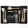 KitchenEdge Flatware Organizer for Drawers - Expandable Bamboo