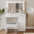 Vanity Desk with Mirror and Lights - Spacious Makeup Station
