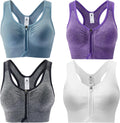 Zip Front Sports Bra for Women - Medium Support Racerback Fit