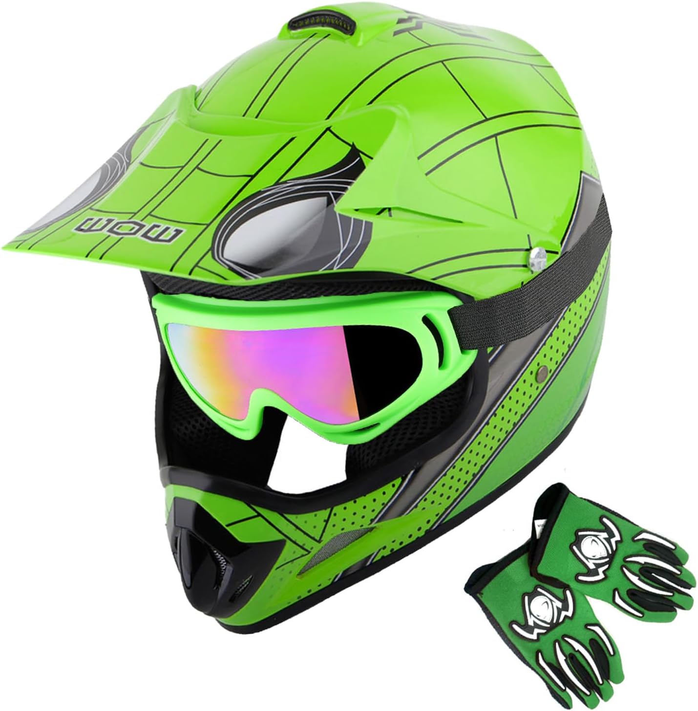 WOW Youth Kids Motocross Helmet Goggles Gloves Bundle Review