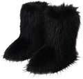 Faux Fur Mid-Calf Snow Boots - Warm, Fluffy and Non-Slip