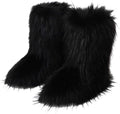 Women Faux Fur Mid-Calf Snow Boots - Warm Fluffy Short Boot