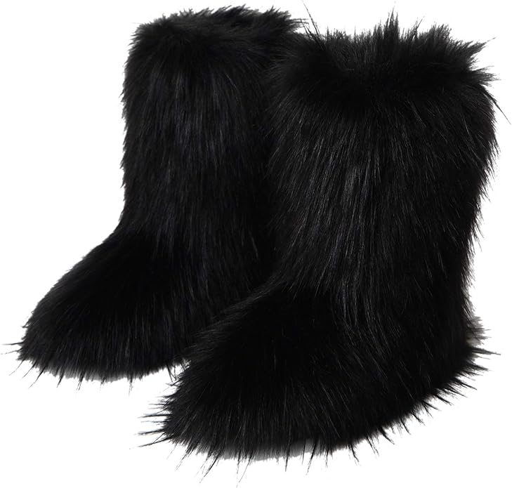 Gegefur Women's Faux Fur Boot - Warm Comfortable Outdoor Shoes