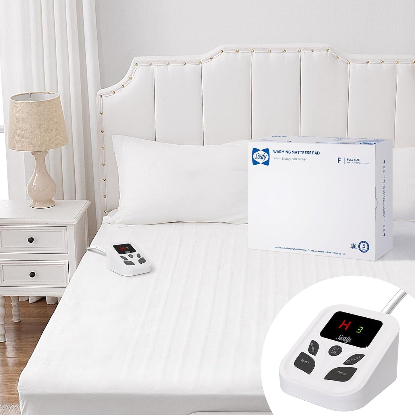 Sealy Heated Mattress Pad Full Size with 10 Settings for Comfort