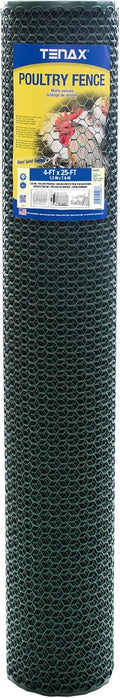 Tenax 72120428 Poultry Fence - 4ft x 25ft Green Hexagonal Mesh