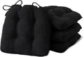 Black Chair Cushions for Dining Chairs Set of 4 - Tufted Memory Foam