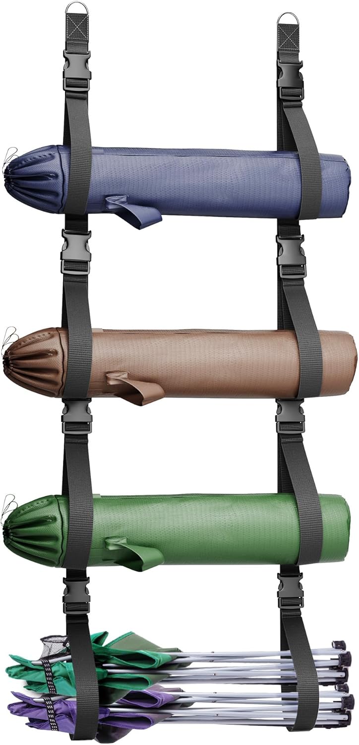 Adjustable Wall Mounted Camping Chair Rack - Organize Easily!