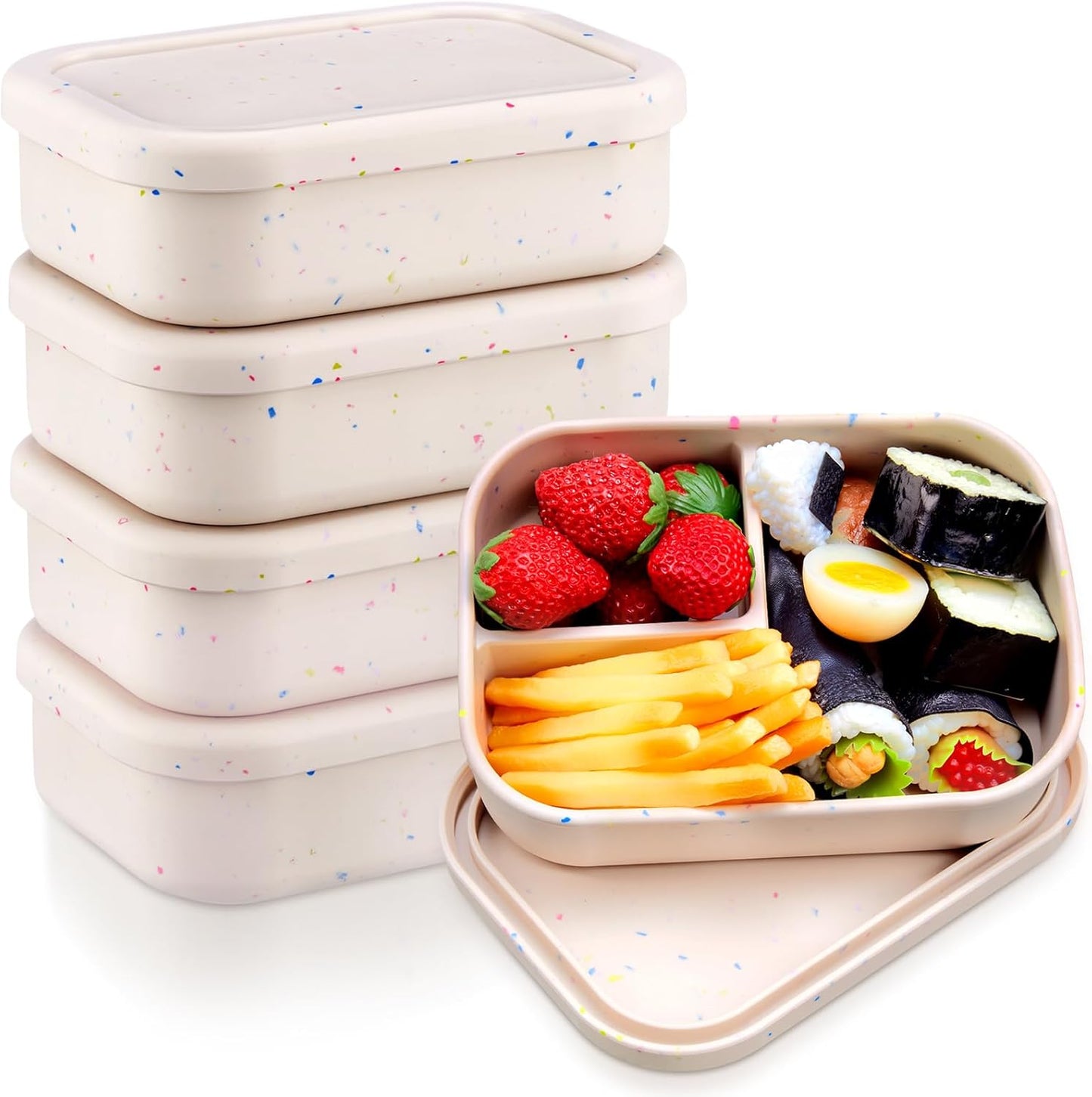 Honeydak Silicone Bento Lunch Box Set - 4 Compartment Containers