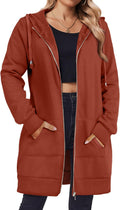 Long Zip Up Hoodies For Women - Lightweight Fleece Oversized