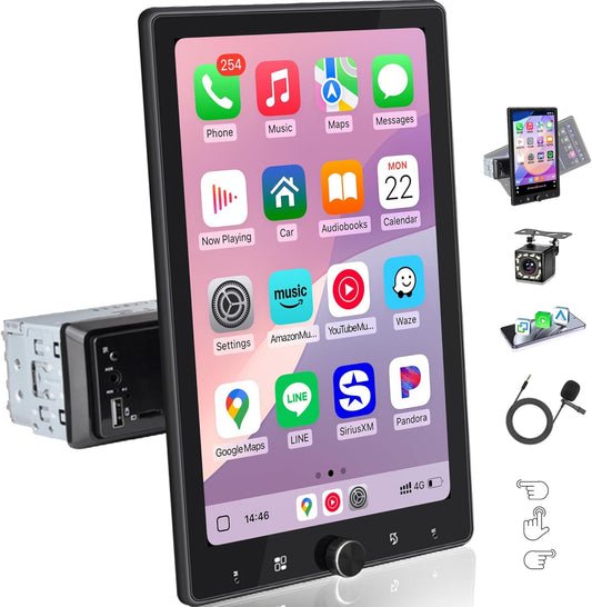 10.4 Inch Single Din Car Stereo with Wireless Carplay Features