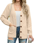 Long Sleeve Cable Knit Button Front Cardigan - Warm, Soft Fall Coat