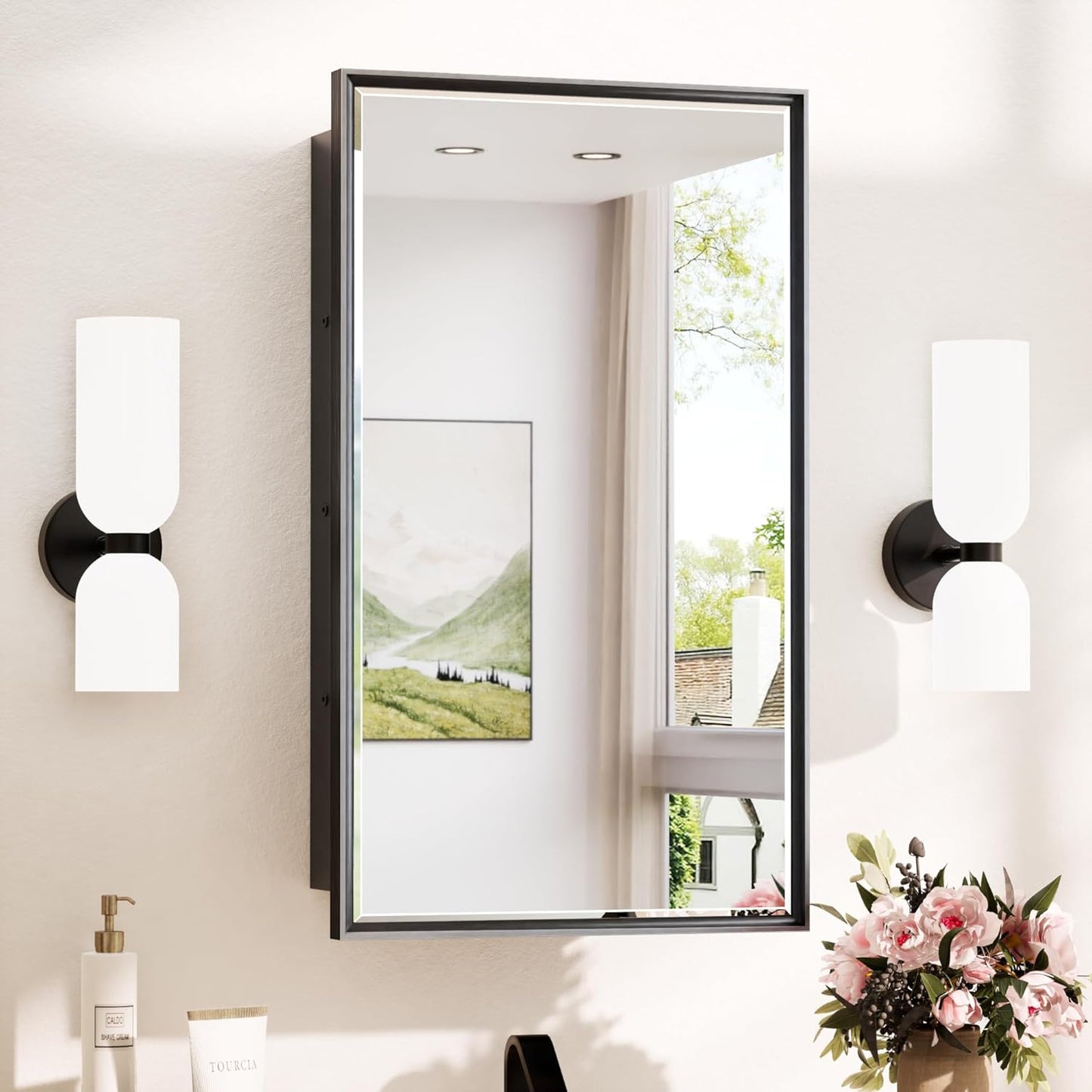 TokeShimi 14x24 Recessed Medicine Cabinet with Beveled Mirror