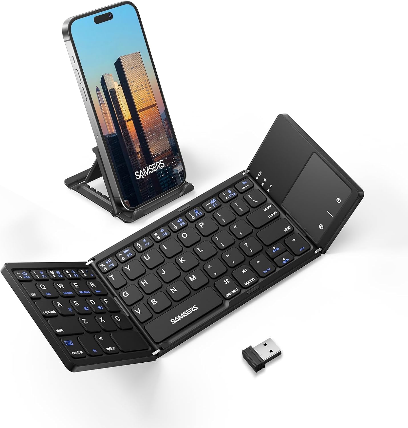 Samsers Foldable Keyboard: Dual-Mode, Touchpad, Holder