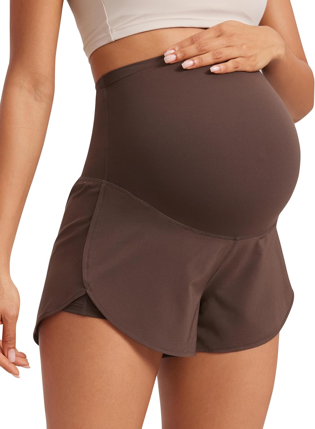 CRZ YOGA Lightweight Maternity Dolphin Workout Shorts for Moms