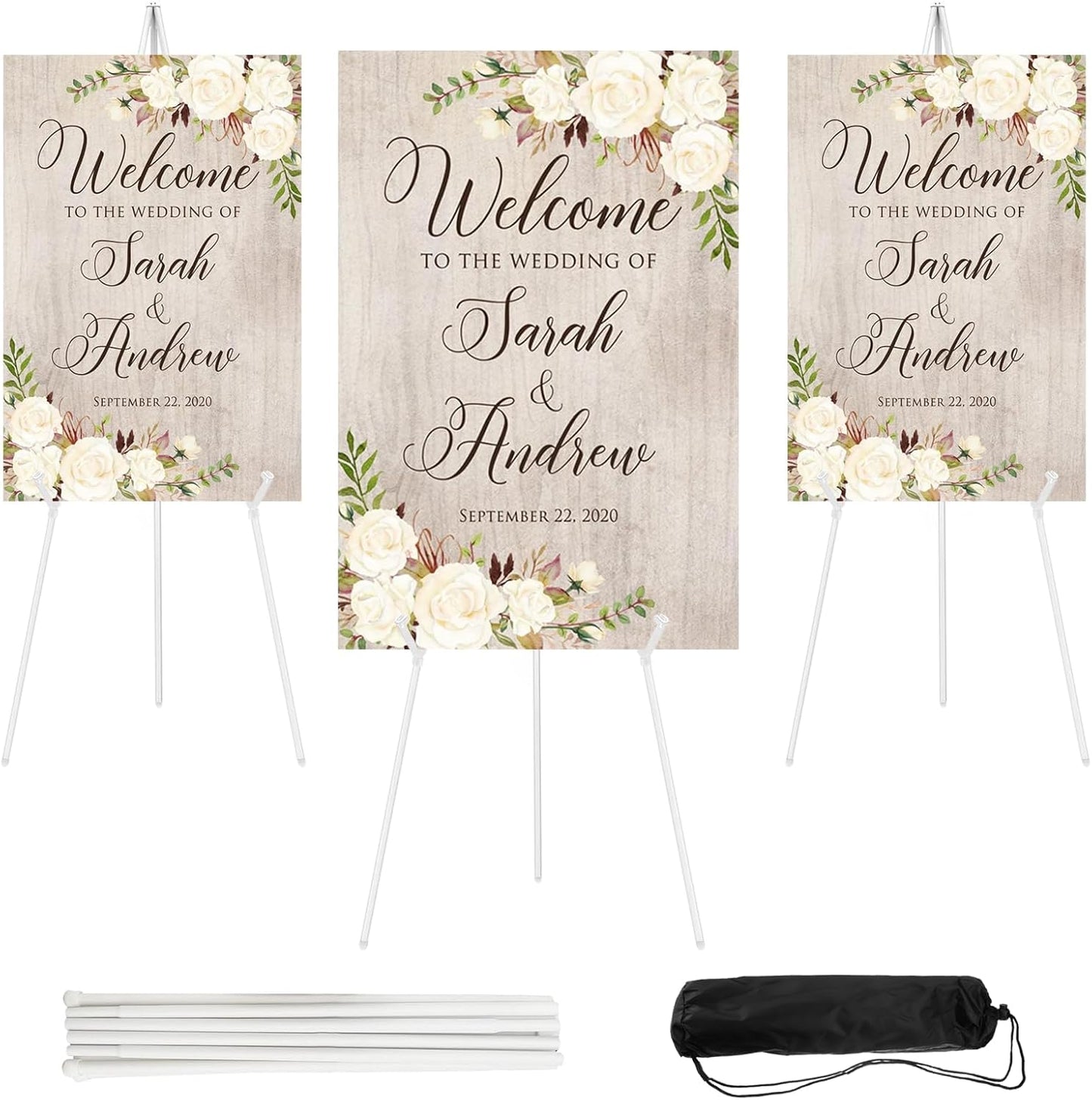 3PCS White Easel Stand for Wedding Sign Display and Art