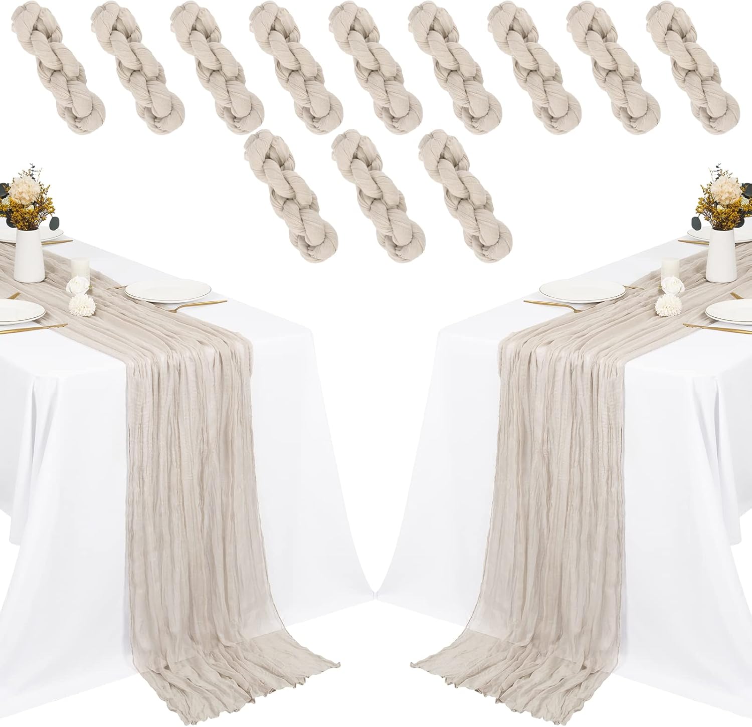 12 Pack Rosy Brown Cheesecloth Table Runner for Elegant Events