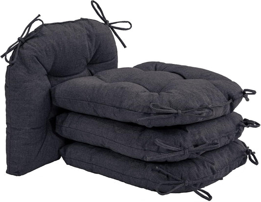 Comfortable Chair Cushions for Dining Chairs, 4 Pack in Black