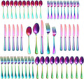 50 Pcs Rainbow Silverware Set for 10 - Durable Rainbow Flatware Set
