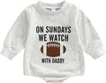 On Sundays We Watch Football With Daddy Baby Sweatshirt Romper - Funny