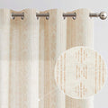 Boho Linen Blend Curtains 63 in Length - Tan on Beige Light Filtering