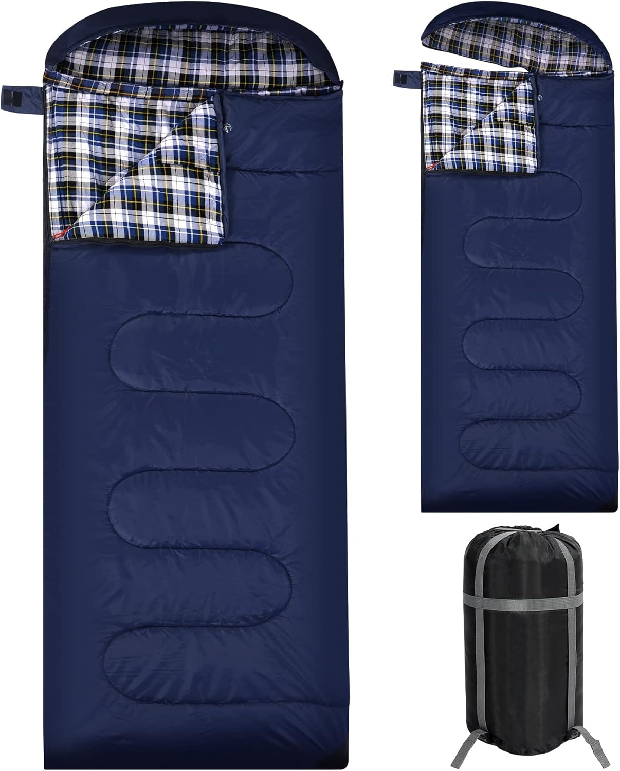 REDCAMP Flannel Sleeping Bag for Adults with Detachable Hood