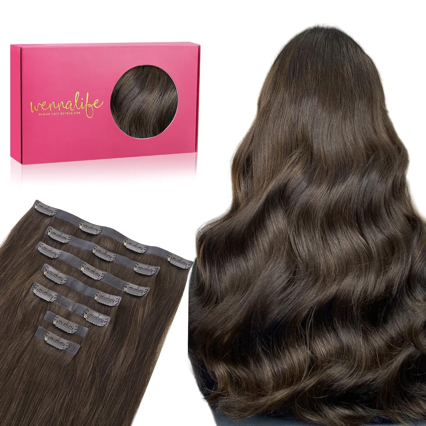 WENNALIFE Seamless Clip In Hair Extensions for Natural Look