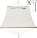 Double Quilted Fabric Hammock with Spreader Bar - Comfy 2-Person 12ft