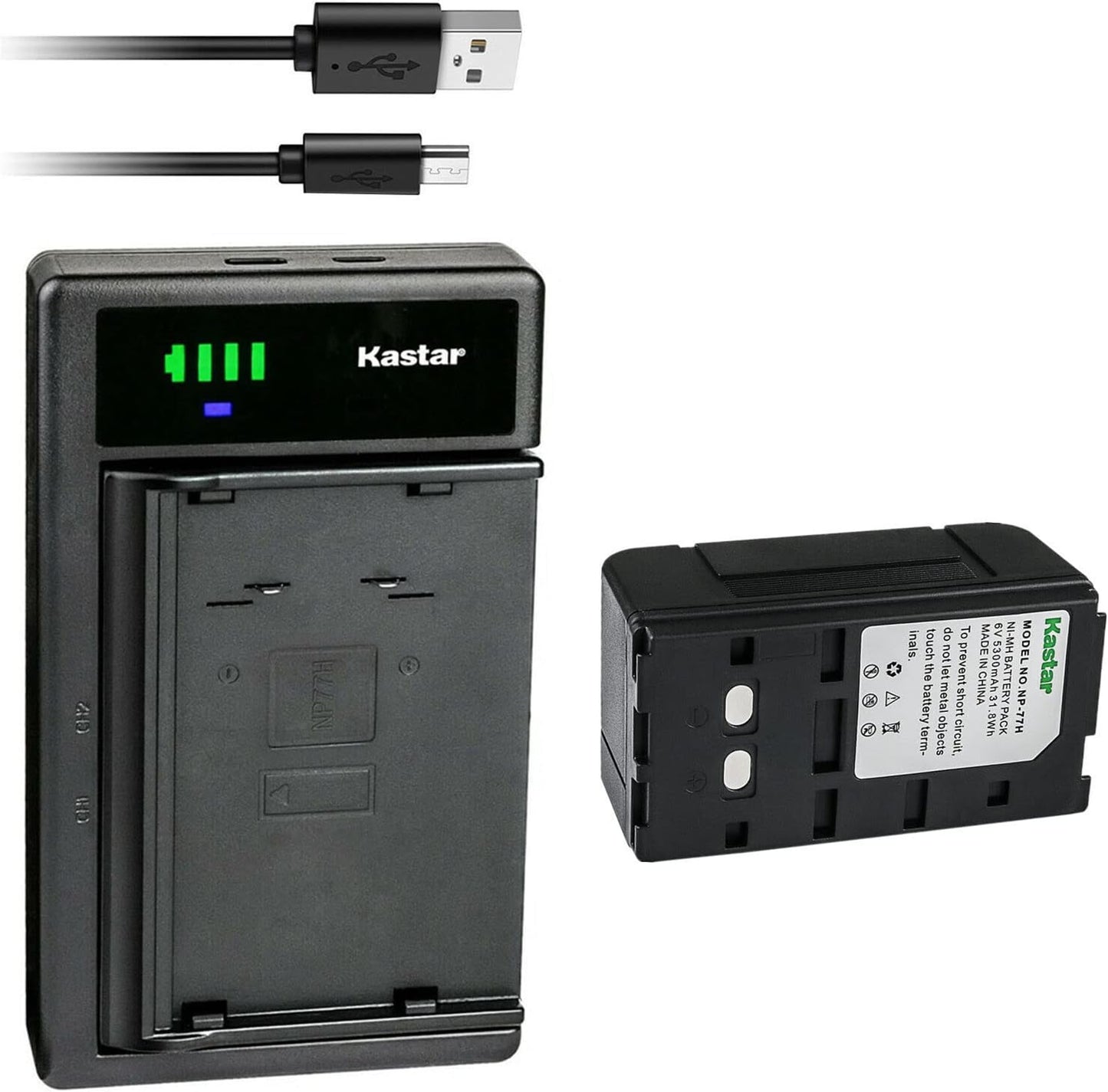 Kastar NP-77H Battery and LTD2 USB Charger for Sony Cameras